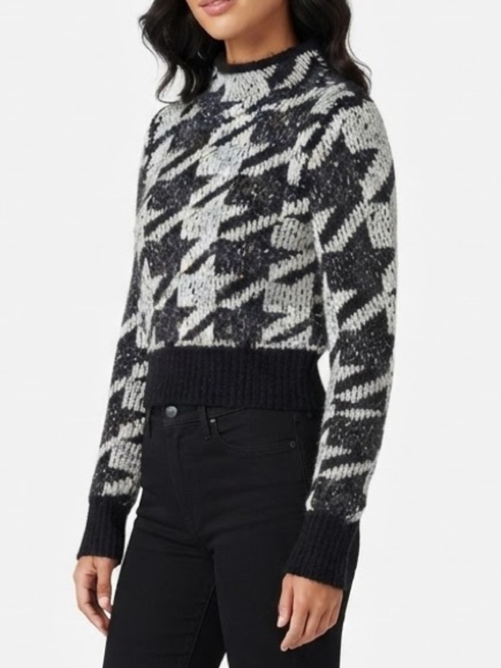 Rag & Bone Black White Mock Neck Alpaca Wool Seeater Size S